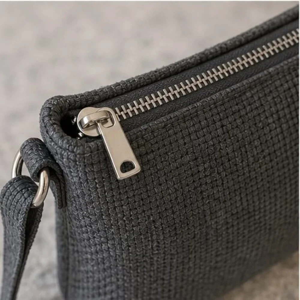 Charcoal Woven Crossbody Bag